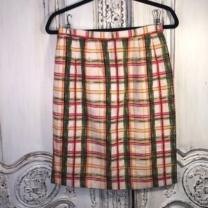 VINTAGE Madrigano Suits Paris, New York, Milan Whimsical Plaid Pencil Skirt S/6